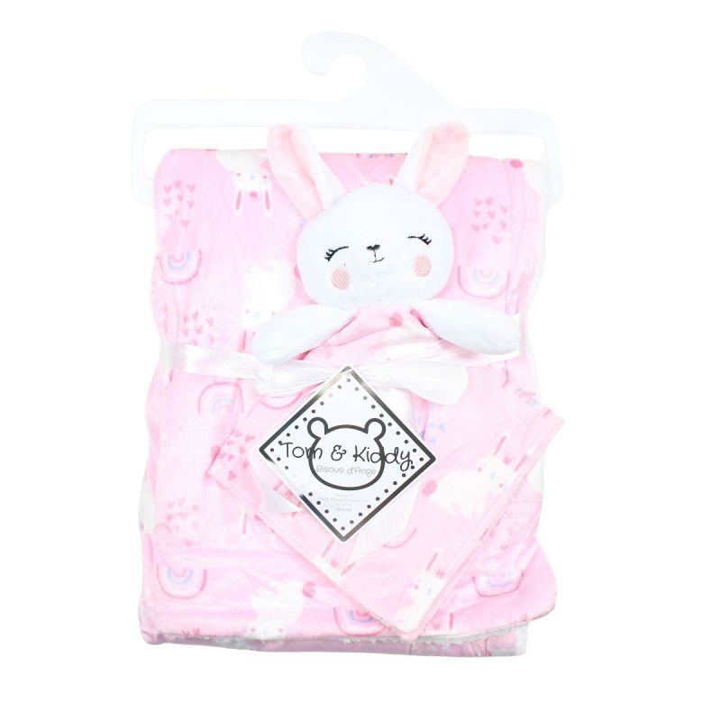 Plaid polaire lapin arc en ciel grisTom Kids