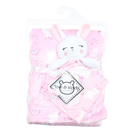 Plaid polaire lapin arc en ciel grisTom Kids